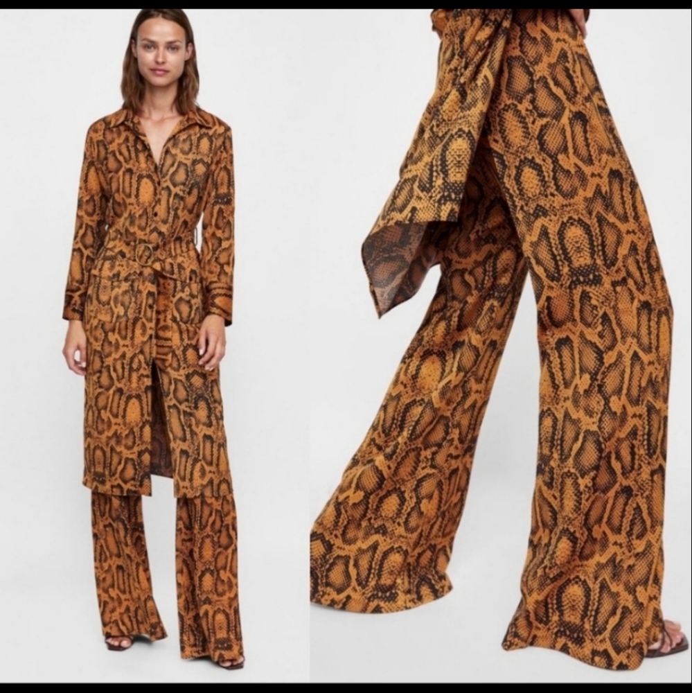 Snake print jacket in Medium and Trouser in large size.